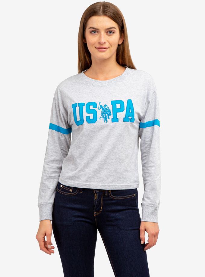 LONG SLEEVE USPA APPLIQUE CROPPED T-SHIRT Free shipping