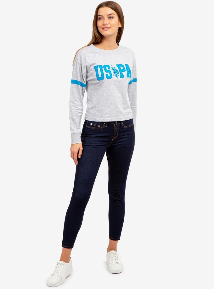 LONG SLEEVE USPA APPLIQUE CROPPED T-SHIRT Free shipping