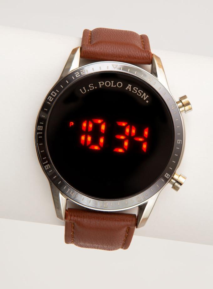 MEN'S USPA BROWN STRAP LED WATCH Same Day Delivery