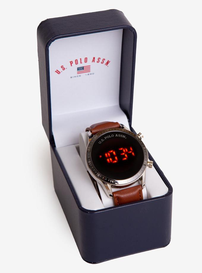 MEN'S USPA BROWN STRAP LED WATCH Same Day Delivery