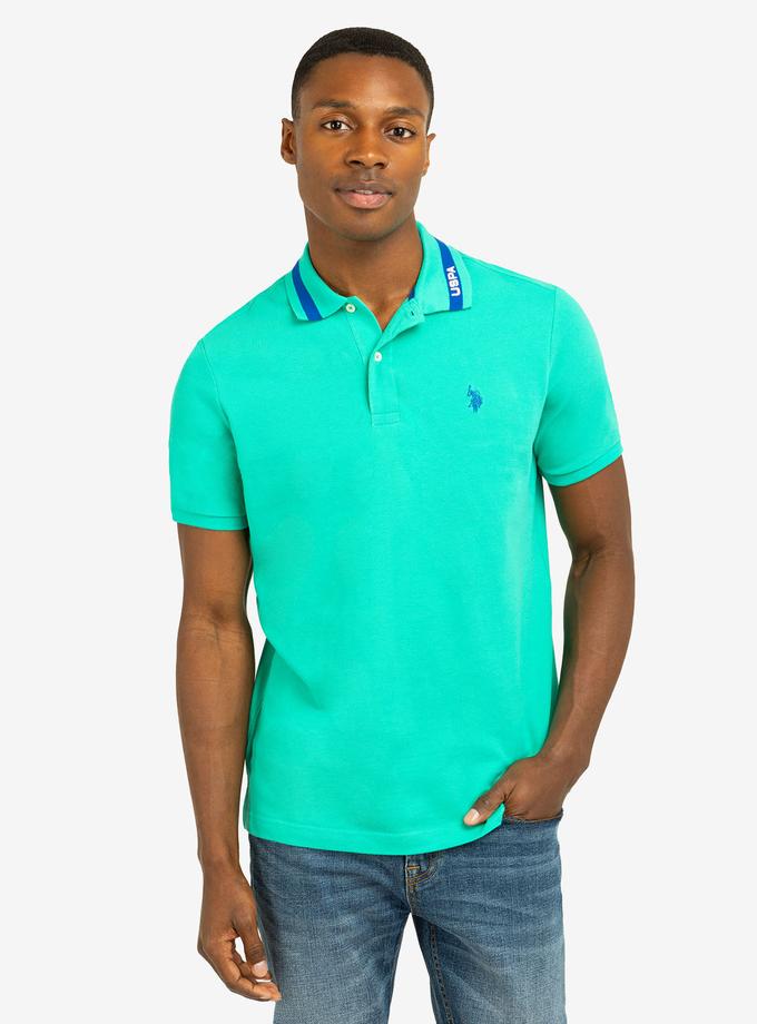 PIQUE POLO SHIRT WITH TIPPED COLLAR AND USPA PRINT Best Seller