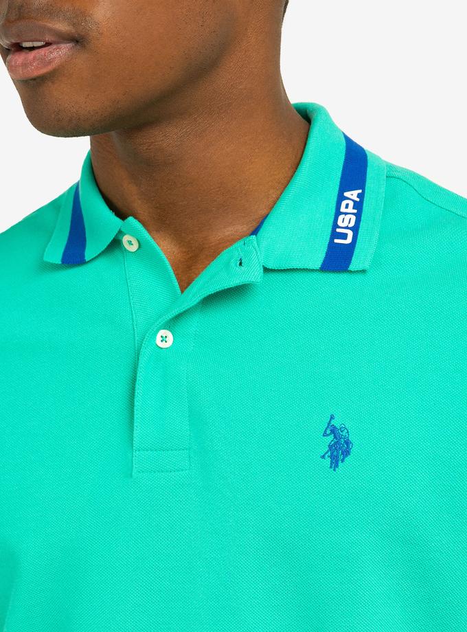 PIQUE POLO SHIRT WITH TIPPED COLLAR AND USPA PRINT Best Seller