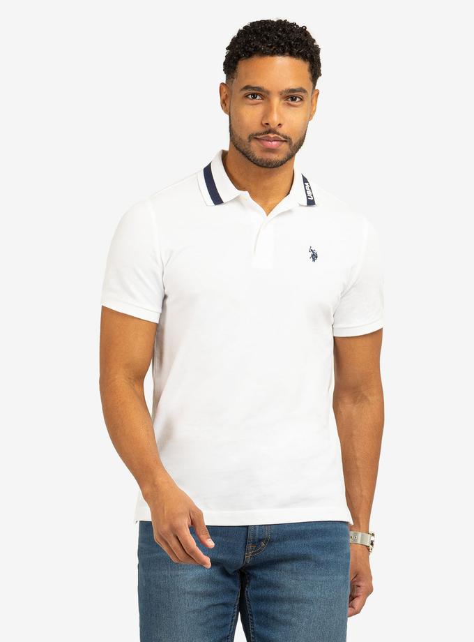 PIQUE POLO SHIRT WITH TIPPED COLLAR AND USPA PRINT New Arrival