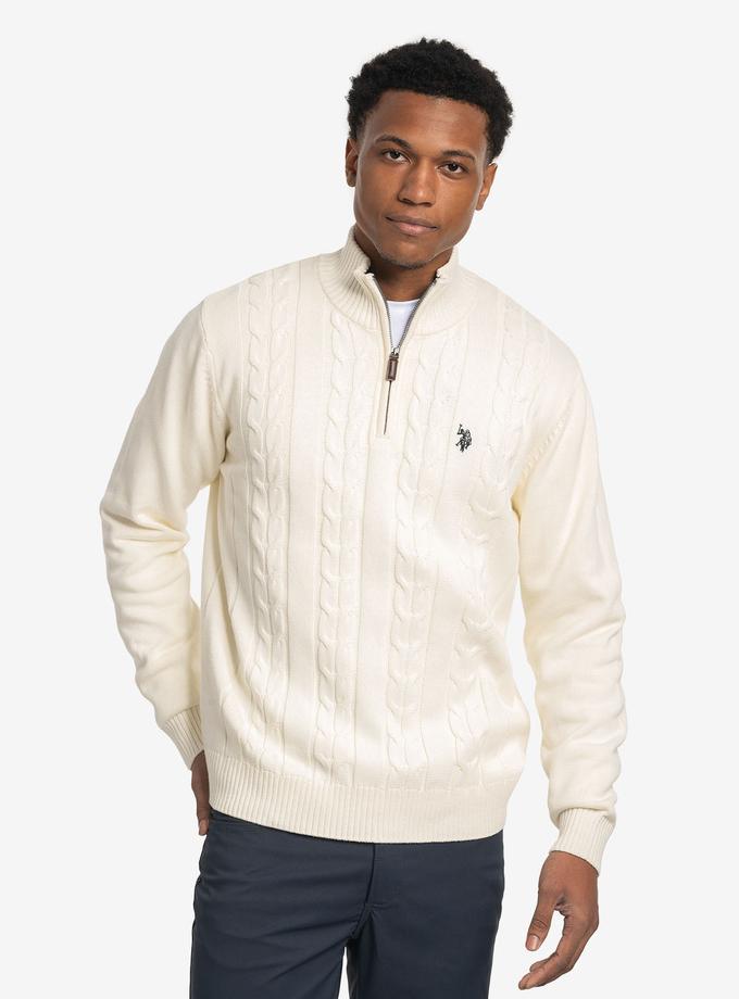 USPA 1/4 ZIP CABLE KNT SWEATER Best Price