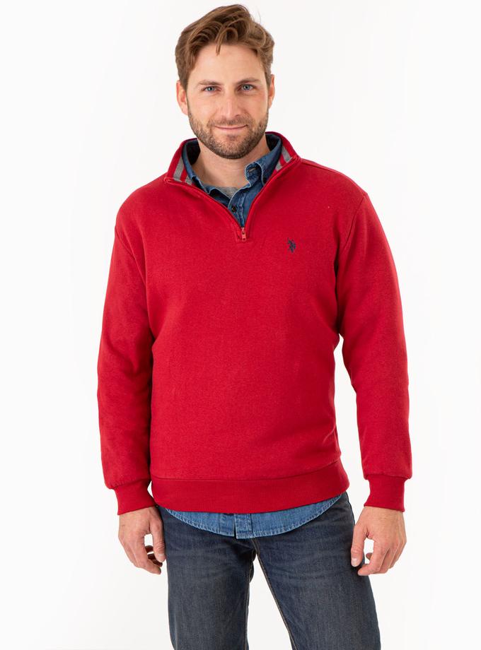 USPA 1/4 ZIP YARN DYE STRIPE MOCK NECK PULLOVER On Sale