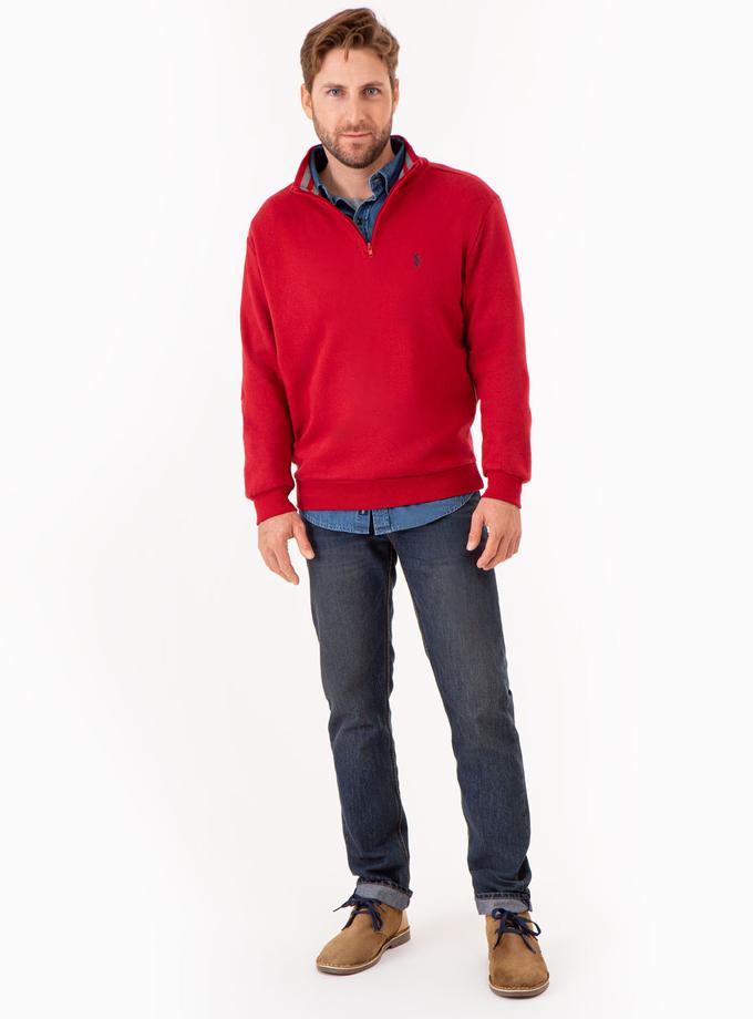 USPA 1/4 ZIP YARN DYE STRIPE MOCK NECK PULLOVER On Sale