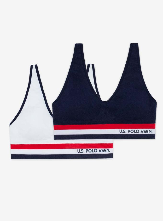 USPA 2 PACK SIGNATURE STRIPE BRALETTES WITH REMOVEABLE PADS On Sale