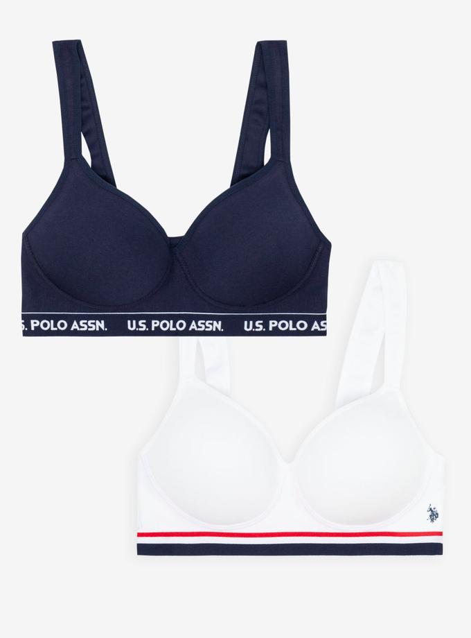 USPA 2 PACK SIGNATURE STRIPE COTTON/SPAN BRAS Best Seller