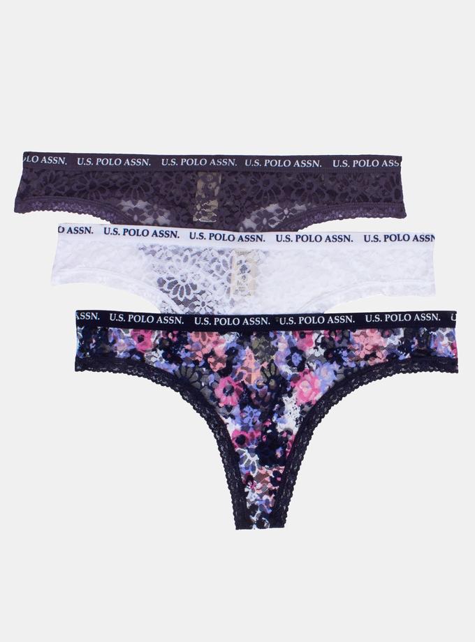 USPA 3 Pack Printed Lace Thong Best Seller