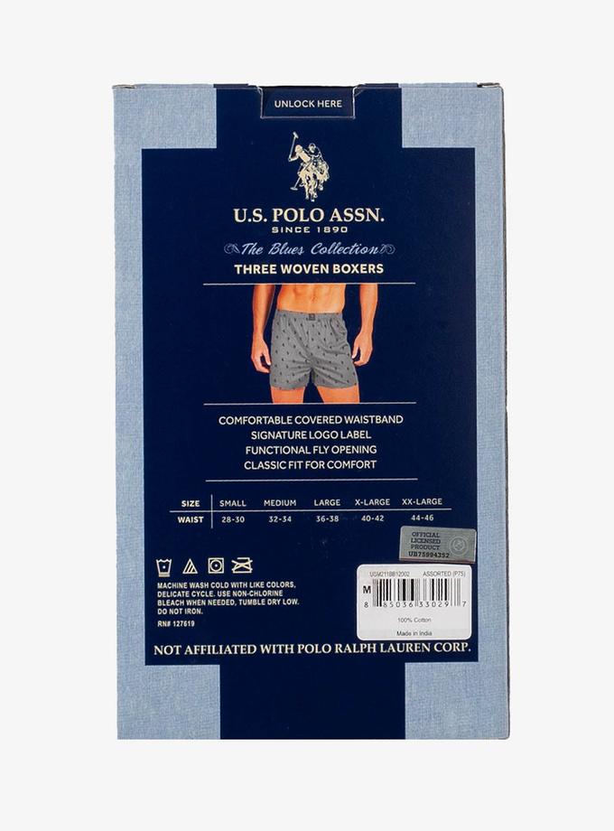 USPA 3 PACK WOVEN BOXERS Free shipping