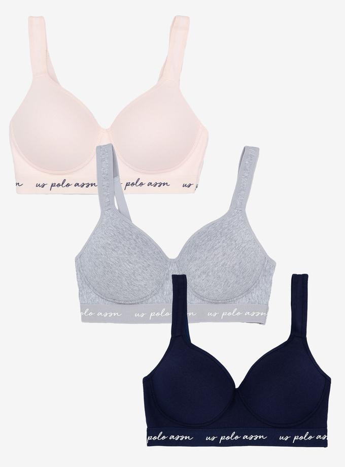 USPA 3PK MOLDED CUP CLOSED BACK BRAS WITH ADJUSTABLE STRAPS Free shipping