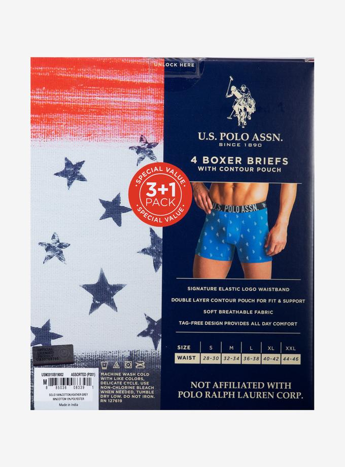 USPA 4 PACK COTTON BOXER BRIEFS Free shipping