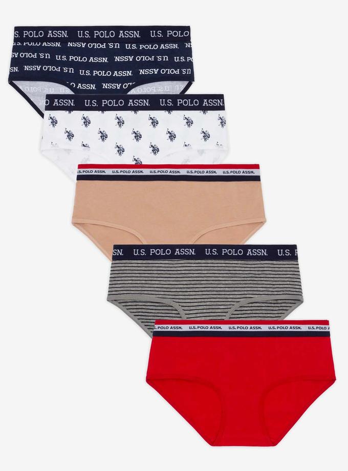 USPA 5PK RED WHITE & BLUE LOGO COTTON/SPAN HIPSTERS Best Buy