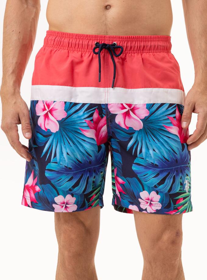 USPA 7 TROPICAL COLORBLOCK SWIM TRUNKS High Quality