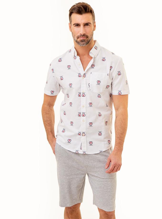 USPA ALL OVER CREST PRINT OXFORD SHORT SLEEVE SHIRT New Arrival