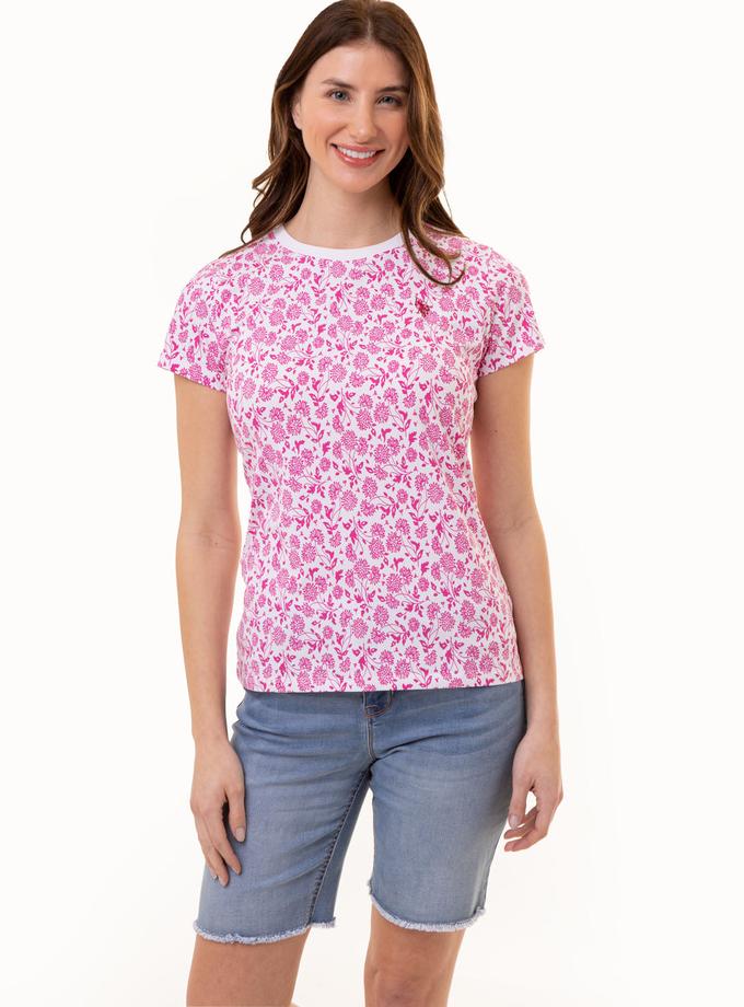 USPA ALL OVER FLORAL PRINT CREW NECK T-SHIRT Best Seller