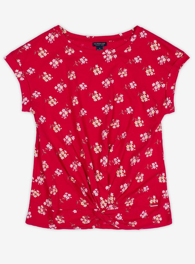 USPA ALL OVER FLORAL TWIST FRONT T-SHIRT Best Seller