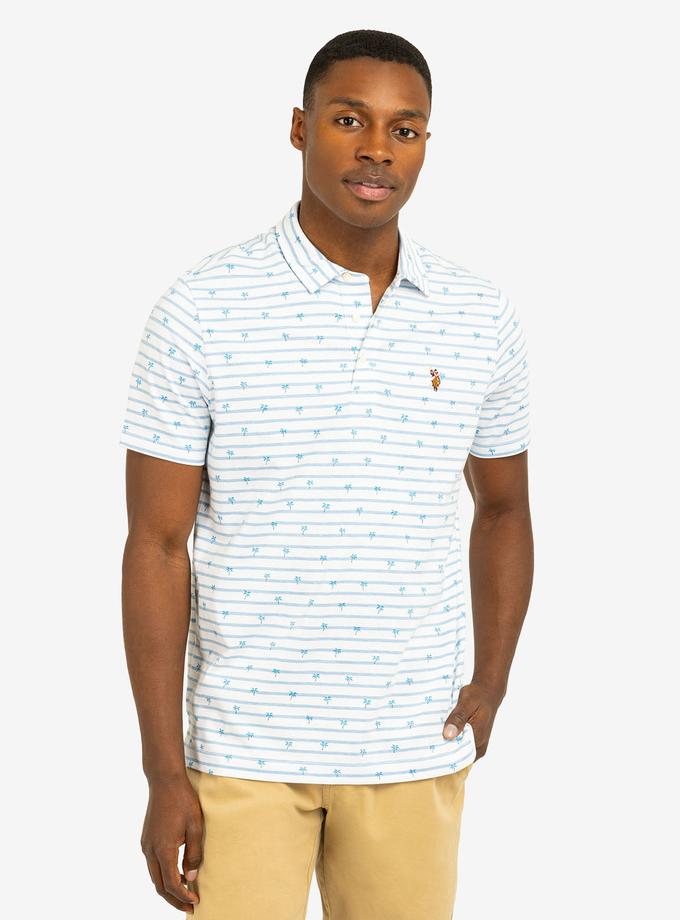 USPA ALL OVER PALM PRINT JERSEY POLO SHIRT For Sale