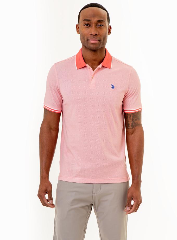 USPA ALL OVER PRINT TEXTURED COLLAR POLO SHIRT On Sale