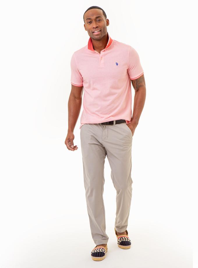 USPA ALL OVER PRINT TEXTURED COLLAR POLO SHIRT On Sale