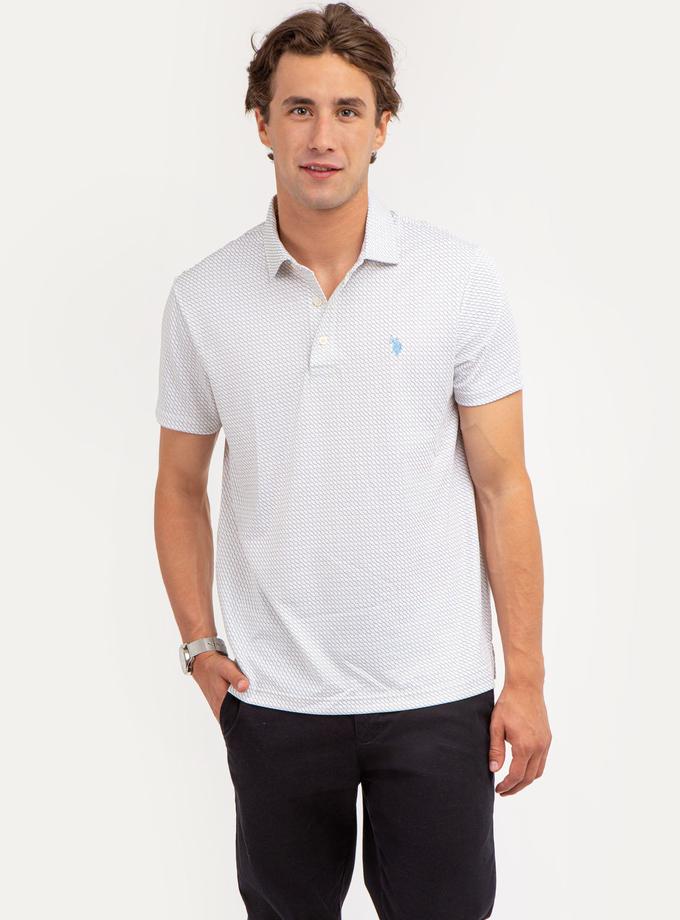 USPA ALLOVER WAVE PRINT INTERLOCK POLO SHIRT For Sale