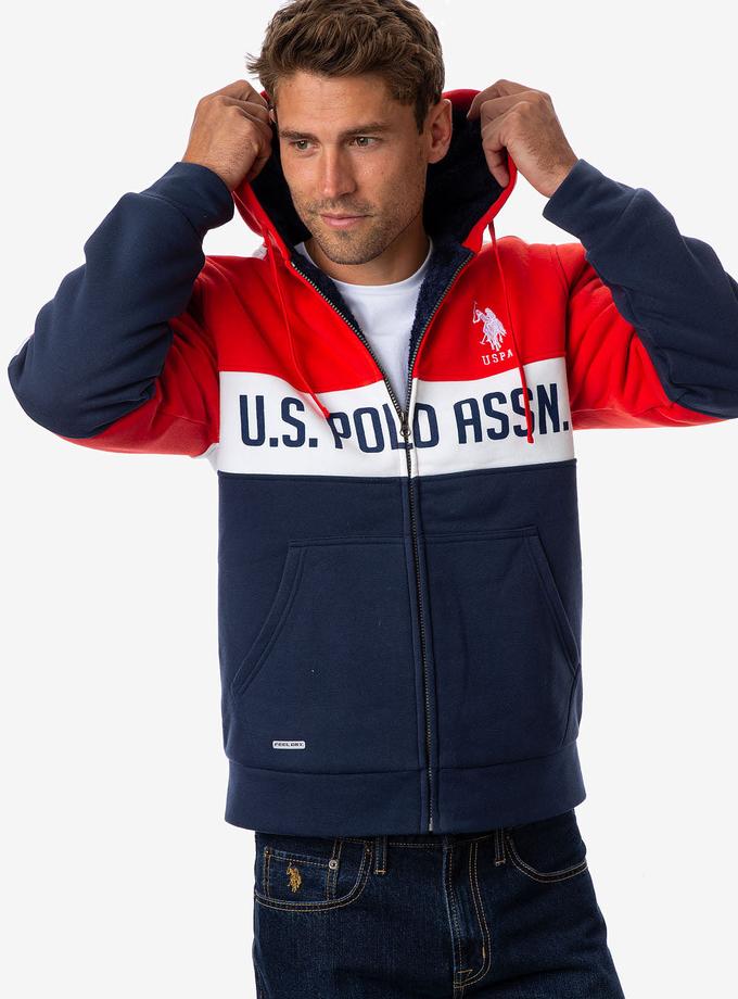 USPA AMERICANA COLORBLOCK LOGO SHERPA HOODIE On Sale