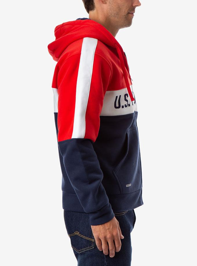 USPA AMERICANA COLORBLOCK LOGO SHERPA HOODIE On Sale