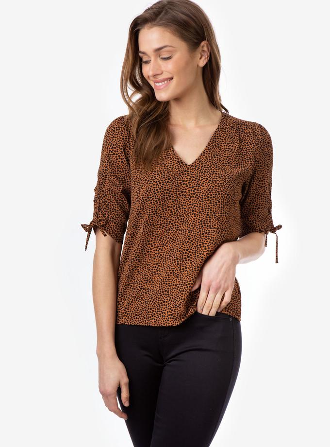 USPA ANIMAL PRINT TIE SLEEVE TOP High Quality