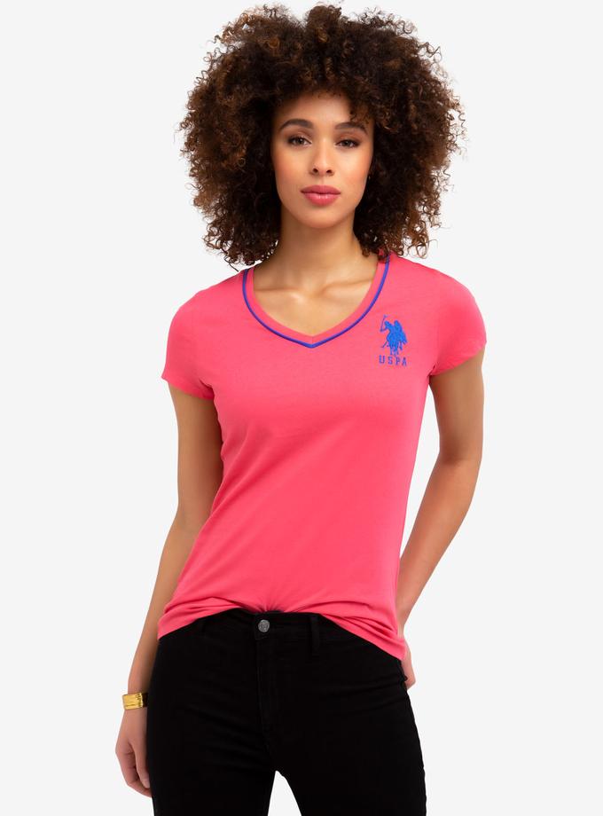 USPA BIG LOGO NEON V-NECK TIPPED T-SHIRT Best Price