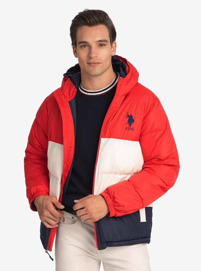 USPA BIG LOGO TRI COLOR QUILTED PUFFER JACKET High Quality