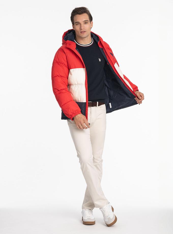 USPA BIG LOGO TRI COLOR QUILTED PUFFER JACKET High Quality