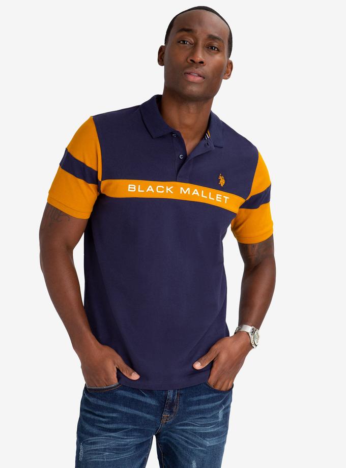 USPA BLACK MALLET CLASSIC FIT CHEST STRIPE POLO SHIRT For Sale