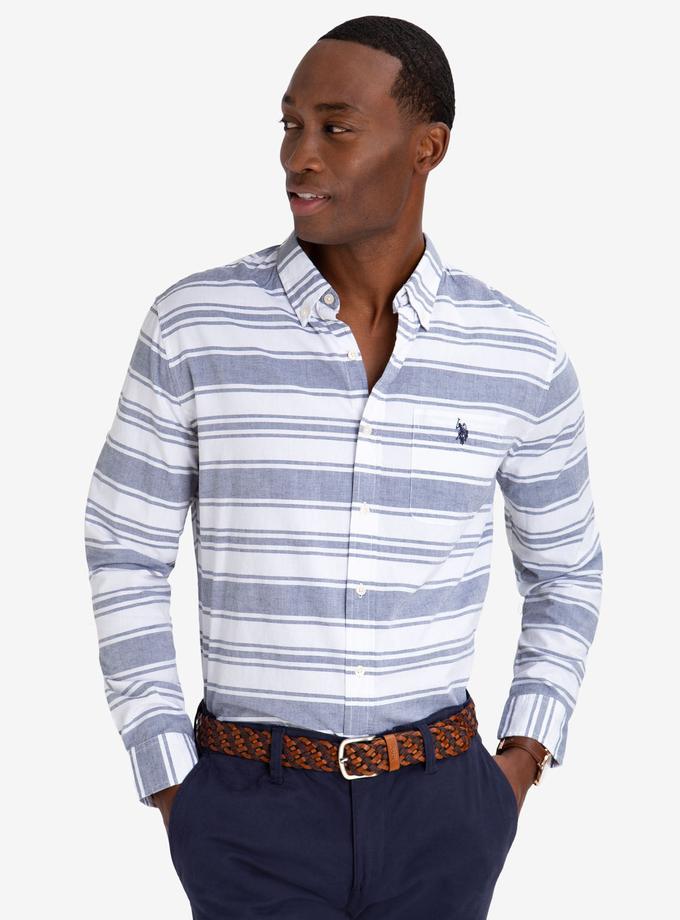 USPA BLACK MALLET CLASSIC FIT HORIZONTAL STRIPE SHIRT High Quality