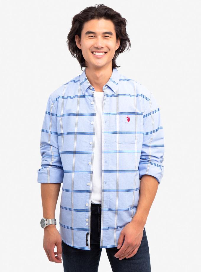 USPA BLACK MALLET CLASSIC FIT PLAID OXFORD SHIRT Free shipping