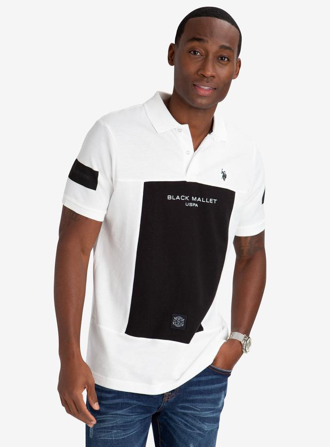 USPA BLACK MALLET COLORBLOCK POLO SHIRT For Sale