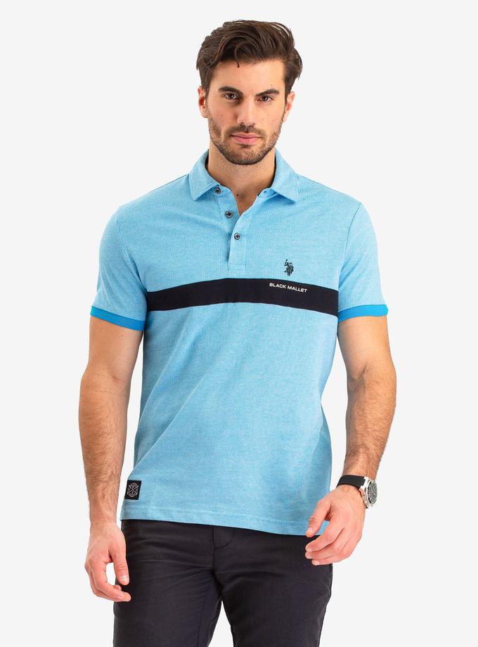 USPA BLACK MALLET JACQUARD STRIPE POLO SHIRT Same Day Delivery