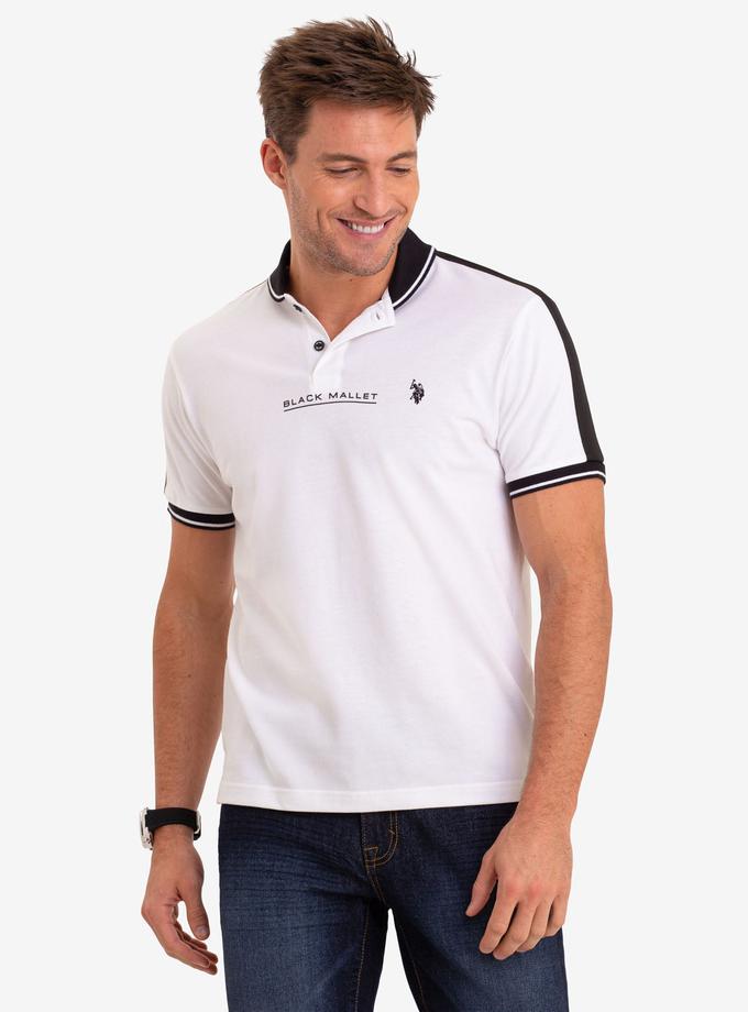 USPA BLACK MALLET SHAWL COLLAR POLO SHIRT For Sale