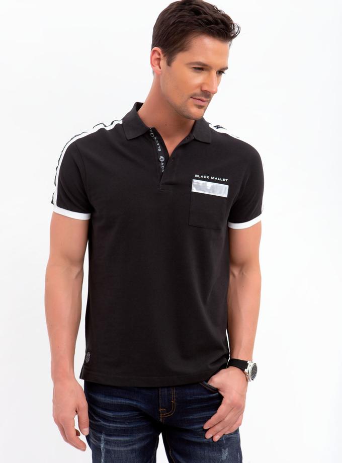 USPA BLACK MALLET SLEEVE PANEL POLO SHIRT On Sale