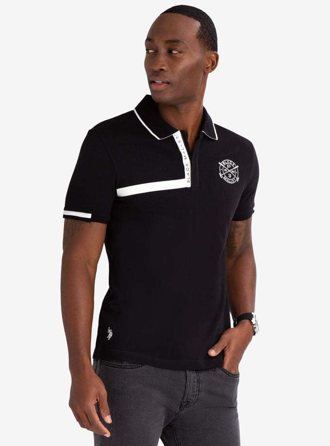 USPA BLACK MALLET SLIM FIT ZIPPER POLO SHIRT Best Buy