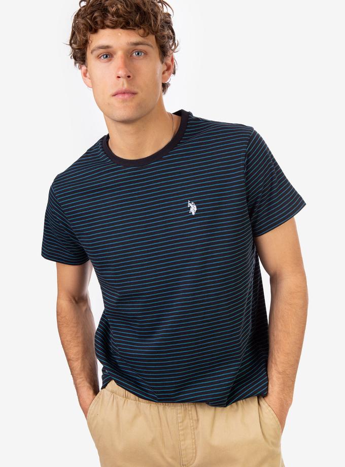 USPA BLACK MALLET STRIPE CREW NECK T-SHIRT For Sale