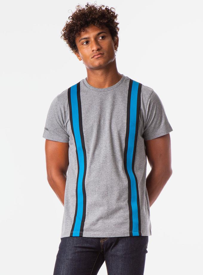 USPA BLACK MALLET VERTICAL STRIPE CREW NECK T-SHIRT On Sale