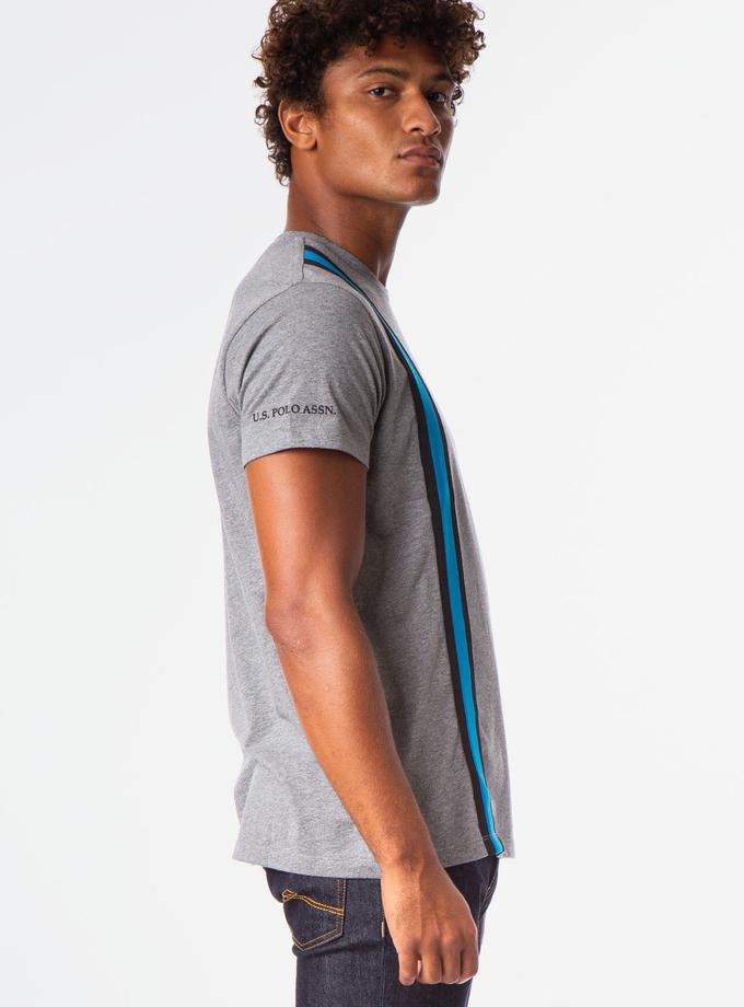 USPA BLACK MALLET VERTICAL STRIPE CREW NECK T-SHIRT On Sale