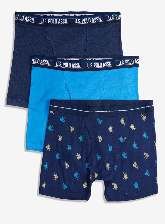 USPA Blue Collection 3PK Cotton Boxer Briefs With Fly Pouch High Quality