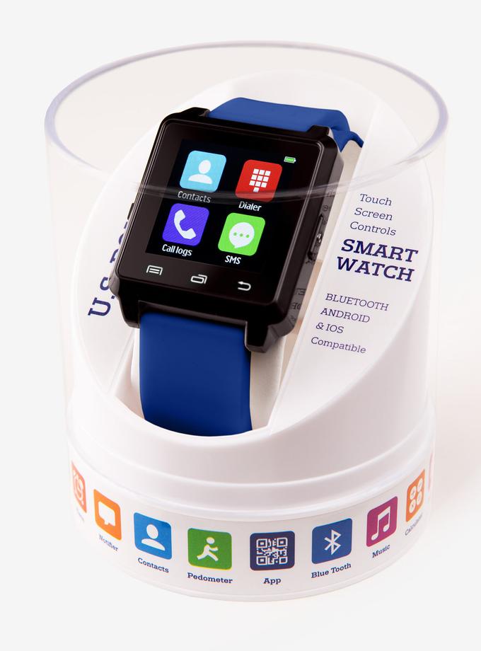 USPA BLUE SQUARE RUBBER STRAP SMART WATCH For Sale