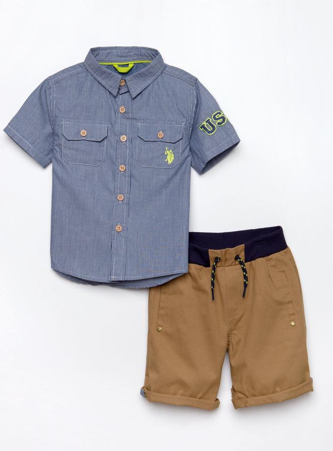 USPA Boys 2 Piece Shirt & Drawstring Short Set Best Price