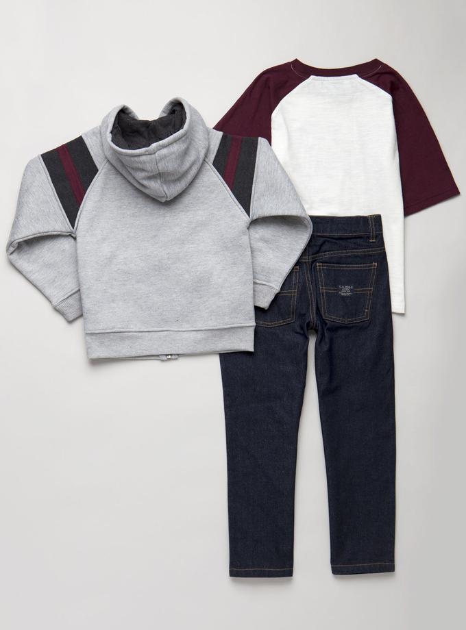 USPA BOYS 3 PIECE SET - FLEECE, TEE & JEANS On Sale