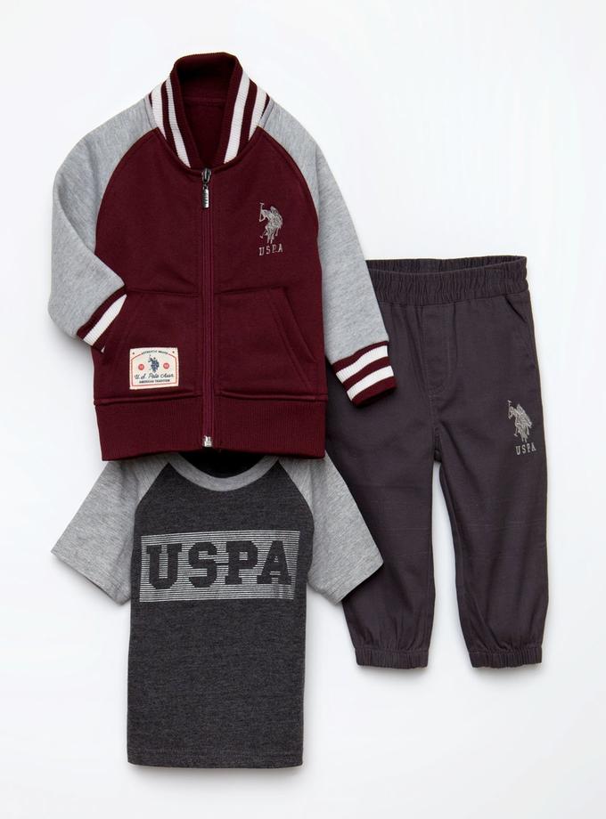 USPA BOYS 3 PIECE SET - FLEECE, TEE & PANTS Best Seller