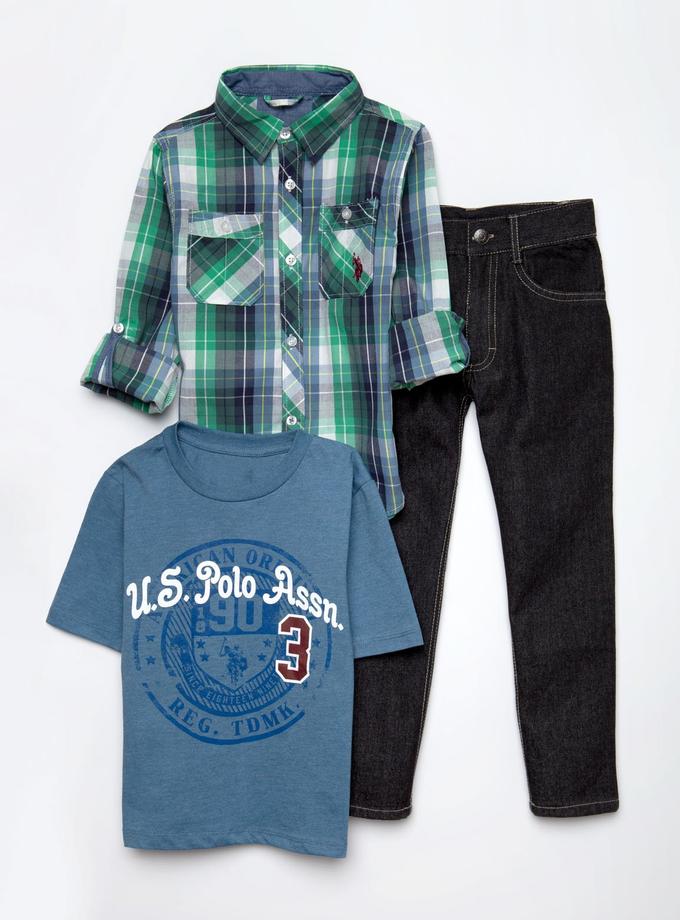 USPA BOYS 3 PIECE SET - SHIRT, TEE & JOGGERS Best Price