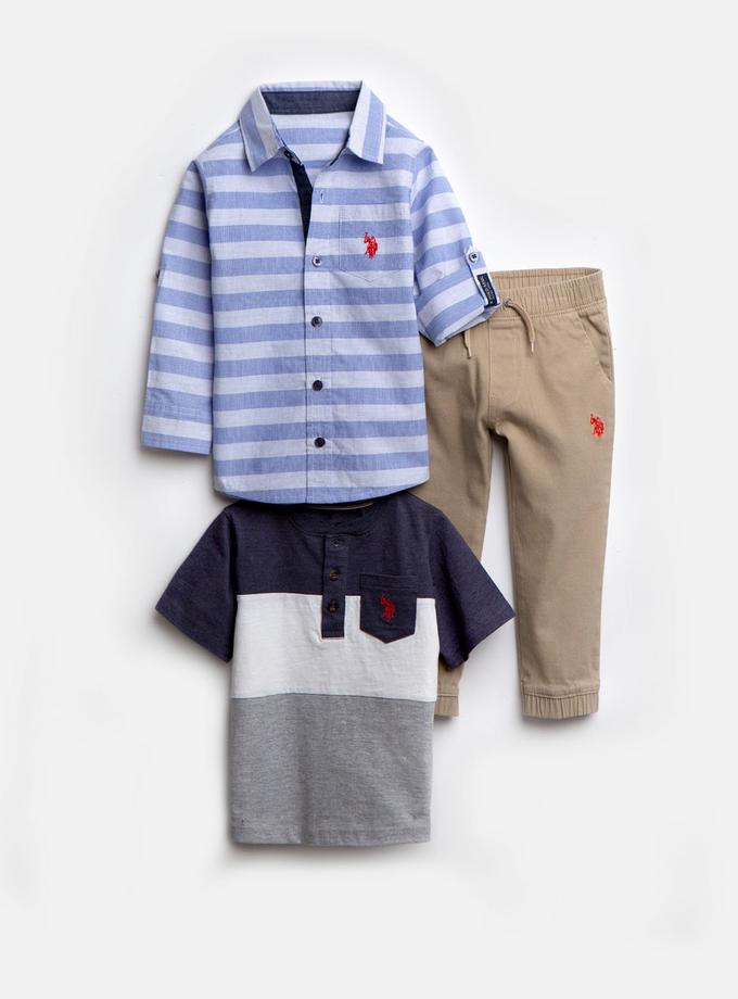 USPA BOYS 3 PIECE SET: SHIRT, TEE & JOGGERS For Sale