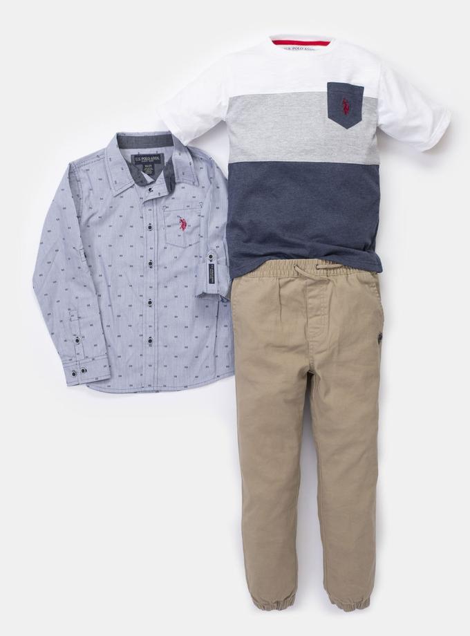 USPA BOYS 3 PIECE SET: SHIRT, TEE-SHIRT & JOGGERS Best Price